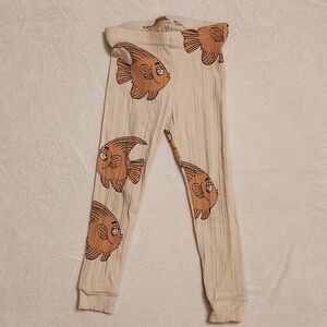 Mini Rodini Beige Fish Pattern Leggings